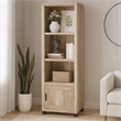 Sac 71 Inch Media Pier Tower with 3 Shelves and Cabinet- Antique Pine Wood