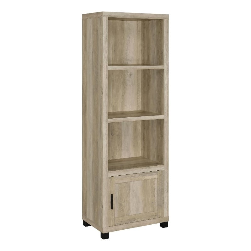 Sac 71 Inch Media Pier Tower with 3 Shelves and Cabinet- Antique Pine Wood