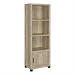 Sac 71 Inch Media Pier Tower with 3 Shelves and Cabinet- Antique Pine Wood
