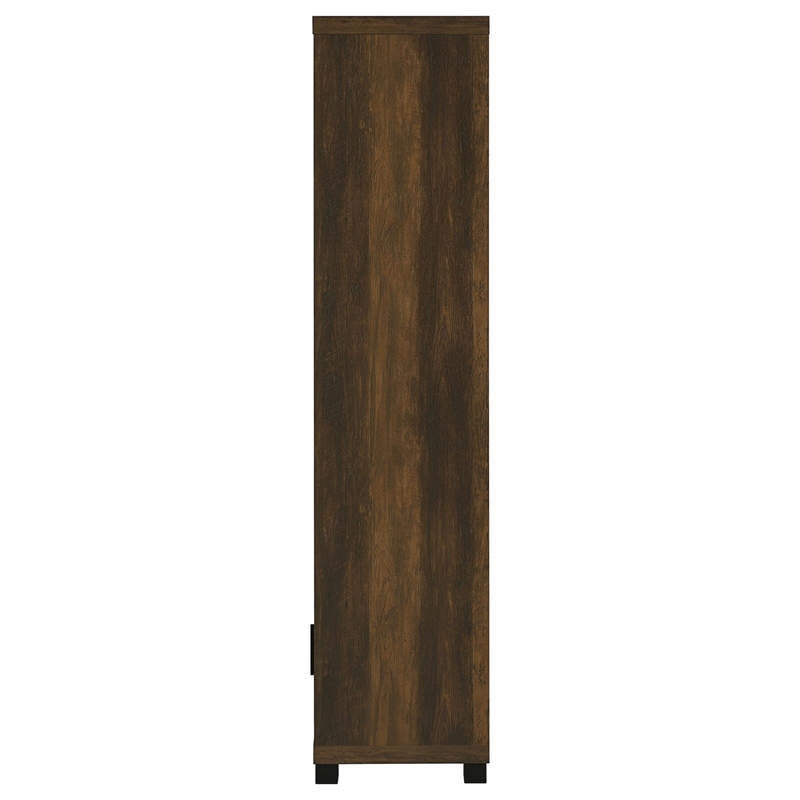 Sac 71 Inch Media Pier Tower with 3 Shelves and Cabinet- Dark Pine Wood