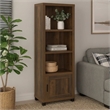 Sac 71 Inch Media Pier Tower with 3 Shelves and Cabinet- Dark Pine Wood