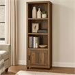 Sac 71 Inch Media Pier Tower with 3 Shelves and Cabinet- Dark Pine Wood