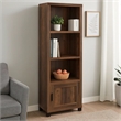 Sac 71 Inch Media Pier Tower with 3 Shelves and Cabinet- Dark Pine Wood