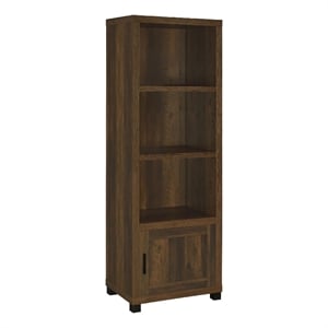 Sac 71 Inch Media Pier Tower with 3 Shelves and Cabinet- Dark Pine Wood