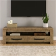 59 Inch TV Media Entertainment Console with 2 Drawers- Warm Wood Brown