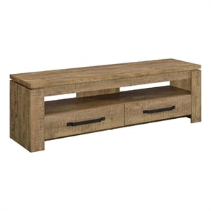 59 Inch TV Media Entertainment Console with 2 Drawers- Warm Wood Brown