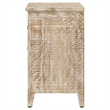 28 Inch Ornate Medallion Accent Cabinet with 3 Drawers- Mango Wood- White