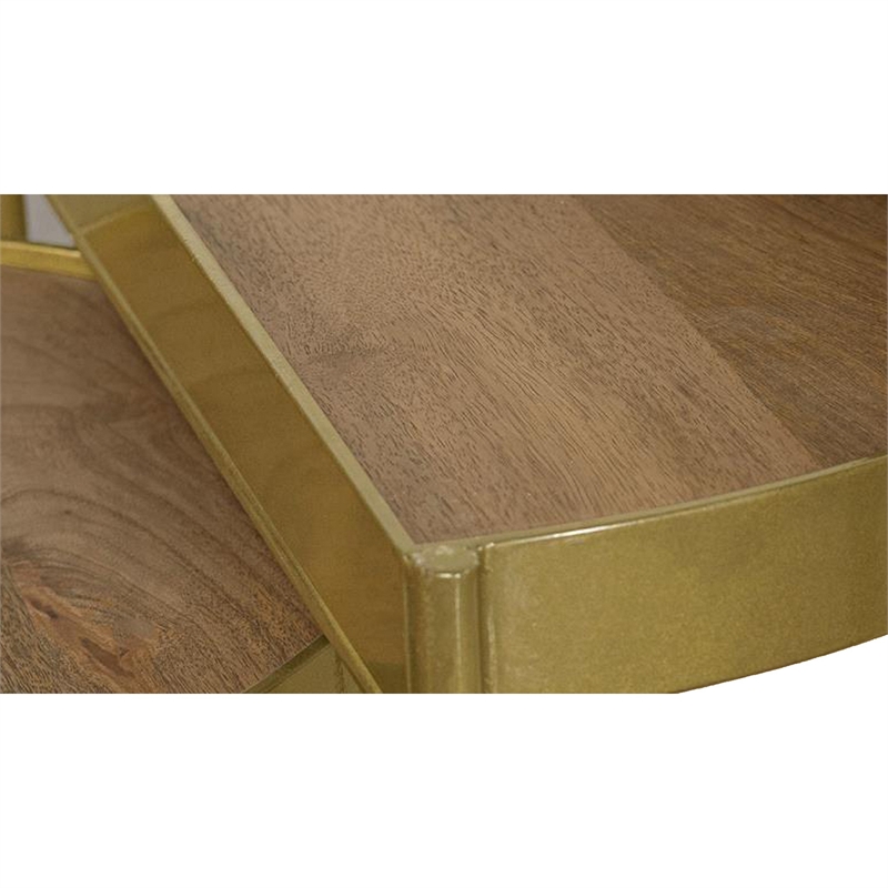 3 Piece Nesting End Table Set- Half Moon Tabletops- Mango Wood- Brown