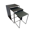 3 Piece Nesting End Tables with Sled Base- Rectangular- Gray Black Metal