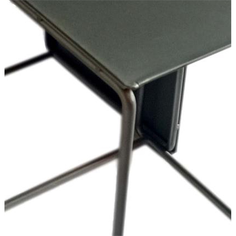 3 Piece Nesting End Tables with Sled Base- Rectangular- Gray Black Metal
