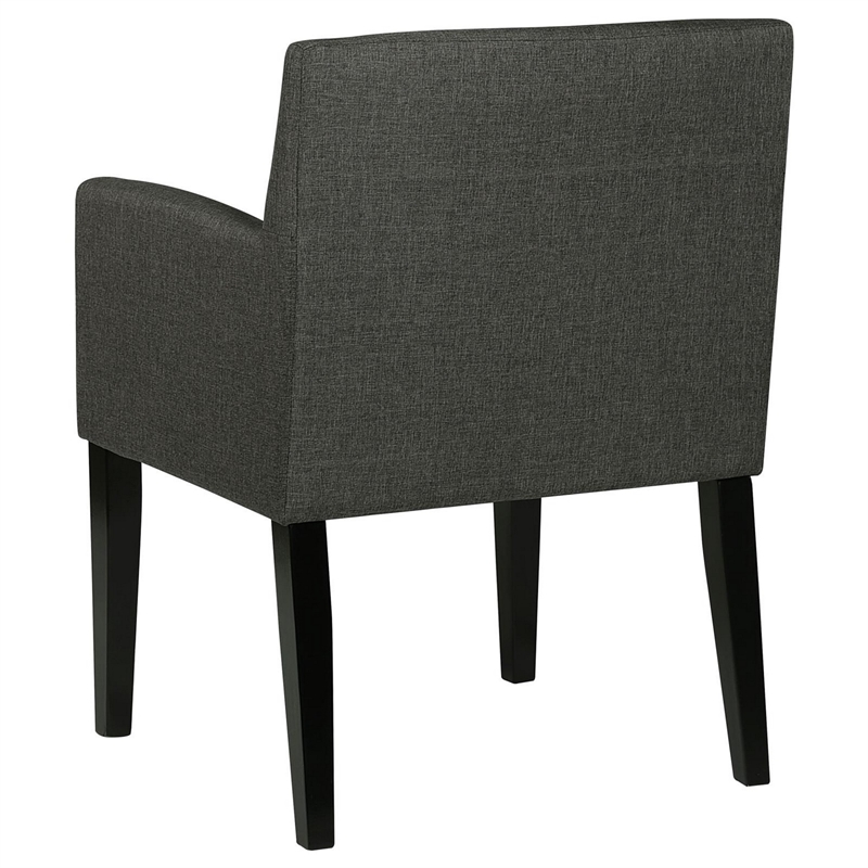Kinza 24 Inch Armchair Set of 2- Gray- Cushioned Seat- Wood Block Legs