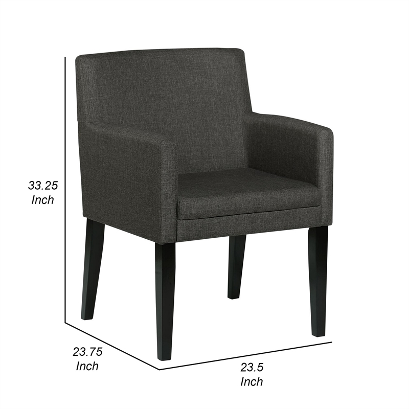 Kinza 24 Inch Armchair Set of 2- Gray- Cushioned Seat- Wood Block Legs