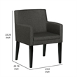 Kinza 24 Inch Armchair Set of 2- Gray- Cushioned Seat- Wood Block Legs