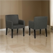 Kinza 24 Inch Armchair Set of 2- Gray- Cushioned Seat- Wood Block Legs