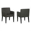 Kinza 24 Inch Armchair Set of 2- Gray- Cushioned Seat- Wood Block Legs