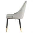24 Inch Dining Chair- Set of 2- Light Gray Velvet- Tall Curved Back- Brass