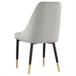 24 Inch Dining Chair- Set of 2- Light Gray Velvet- Tall Curved Back- Brass