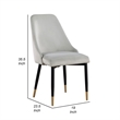24 Inch Dining Chair- Set of 2- Light Gray Velvet- Tall Curved Back- Brass