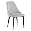 24 Inch Dining Chair- Set of 2- Light Gray Velvet- Tall Curved Back- Brass