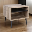 Carly 22 Inch Side End Table- Tapered Legs- 1 Shelf- Light Brown and Gray
