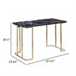 Jenny 47 Inch Desk- USB Power Outlet- Gold Metal Legs- Black Faux Marble