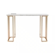 Jenny 47 Inch Desk- USB Power Outlet- Gold Metal Legs- White Faux Marble