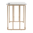 Jenny 47 Inch Desk- USB Power Outlet- Gold Metal Legs- White Faux Marble