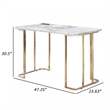 Jenny 47 Inch Desk- USB Power Outlet- Gold Metal Legs- White Faux Marble