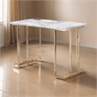 Jenny 47 Inch Desk- USB Power Outlet- Gold Metal Legs- White Faux Marble