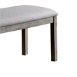 Lais 45 Inch Dining Bench- Wired Brushed Gray Wood- Gray Fabric Padded Seat