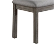 Lais 45 Inch Dining Bench- Wired Brushed Gray Wood- Gray Fabric Padded Seat