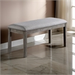 Lais 45 Inch Dining Bench- Wired Brushed Gray Wood- Gray Fabric Padded Seat