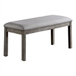 Lais 45 Inch Dining Bench- Wired Brushed Gray Wood- Gray Fabric Padded Seat