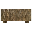 64 Inch Dining Sideboard Server- 2 Cabinets- Chevron Pattern- Mango Brown