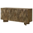 64 Inch Dining Sideboard Server- 2 Cabinets- Chevron Pattern- Mango Brown