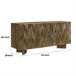 64 Inch Dining Sideboard Server- 2 Cabinets- Chevron Pattern- Mango Brown