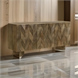 64 Inch Dining Sideboard Server- 2 Cabinets- Chevron Pattern- Mango Brown