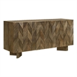 64 Inch Dining Sideboard Server- 2 Cabinets- Chevron Pattern- Mango Brown