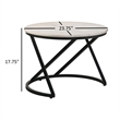 24 Inch Accent Coffee Table- White Marble Top- C Base- Black Metal Finish