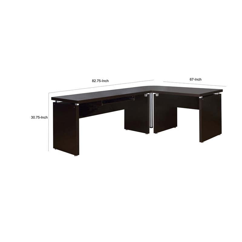 Niti 83 Inch Computer Office Desk- L Shape- Slide Out Keyboard Tray- Brown