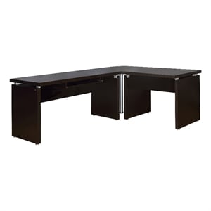 Niti 83 Inch Computer Office Desk- L Shape- Slide Out Keyboard Tray- Brown