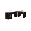 Niti 2 Piece Home Office L Desk with File Cabinet- Keyboard Tray Dark Brown