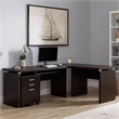 Niti 2 Piece Home Office L Desk with File Cabinet- Keyboard Tray Dark Brown