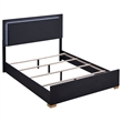 Dex Platform King Size Bed- Panel LED Headboard- Black Wood Melamine Finish