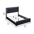 Dex Platform King Size Bed- Panel LED Headboard- Black Wood Melamine Finish