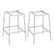 Ani 29 Inch Barstool Set of 2- Acrylic Clear Seat- Footrest- Chrome Metal