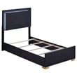 Dex Twin Size Bed with LED Framed Headboard- Black Wood Finish- Gold Legs