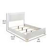 Dex Full Size Bed with LED Framed Headboard- White Wood Finish- Gold Legs