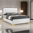 Dex Full Size Bed with LED Framed Headboard- White Wood Finish- Gold Legs