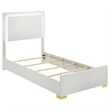 Dex Twin Size Bed with LED Framed Headboard- White Wood Finish- Gold Legs